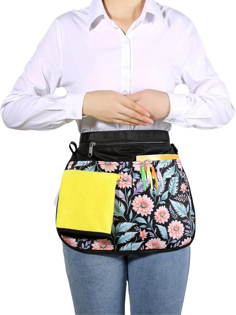 Bafelia Waterproof Server Apron for Women with 5 Pockets,Quickly Put on and Take off Waitress Aprons,Work Apron for Bartender Barista - Image 2
